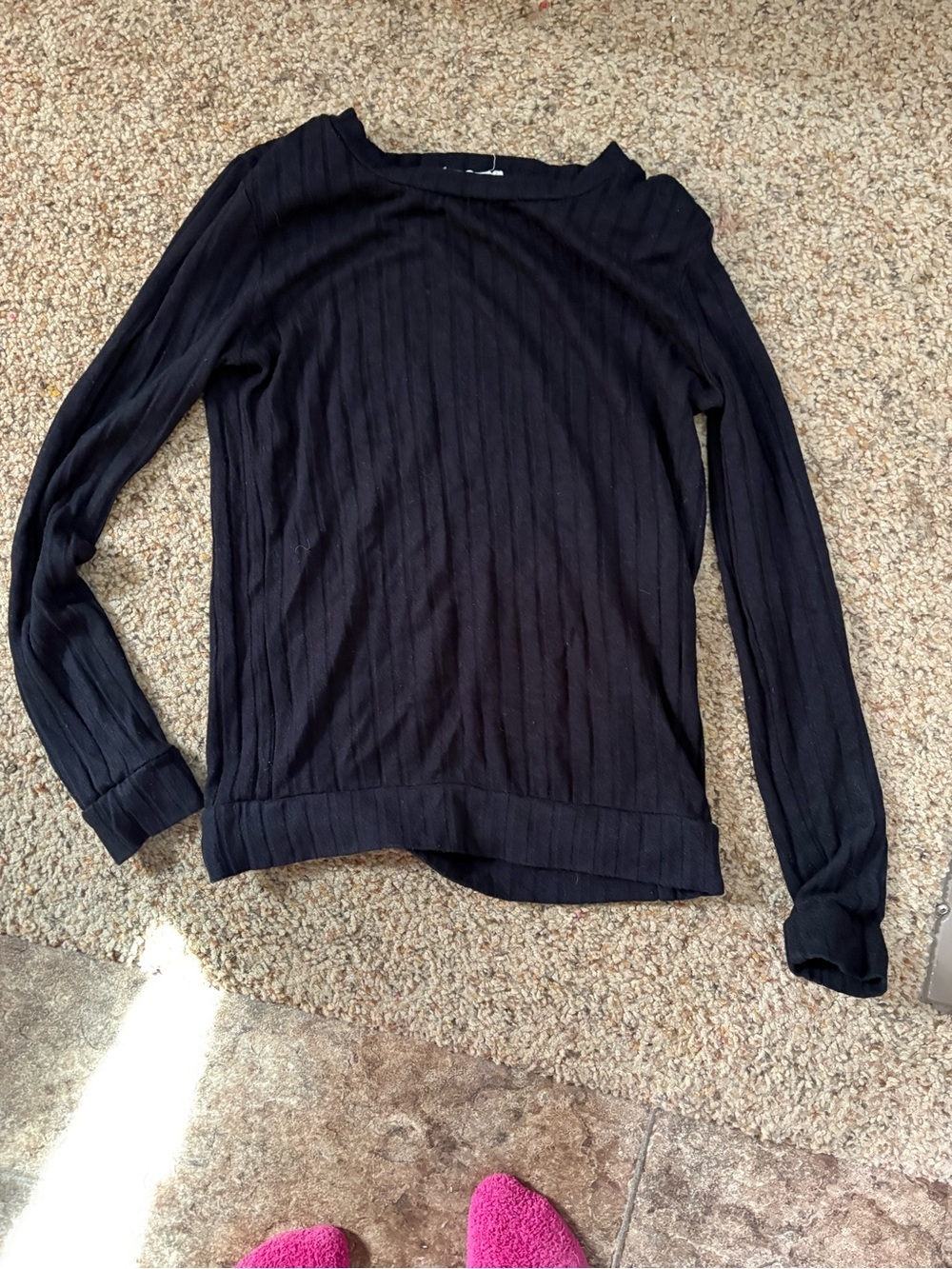 Heart Hips Black Ribbed Crewneck Sweater